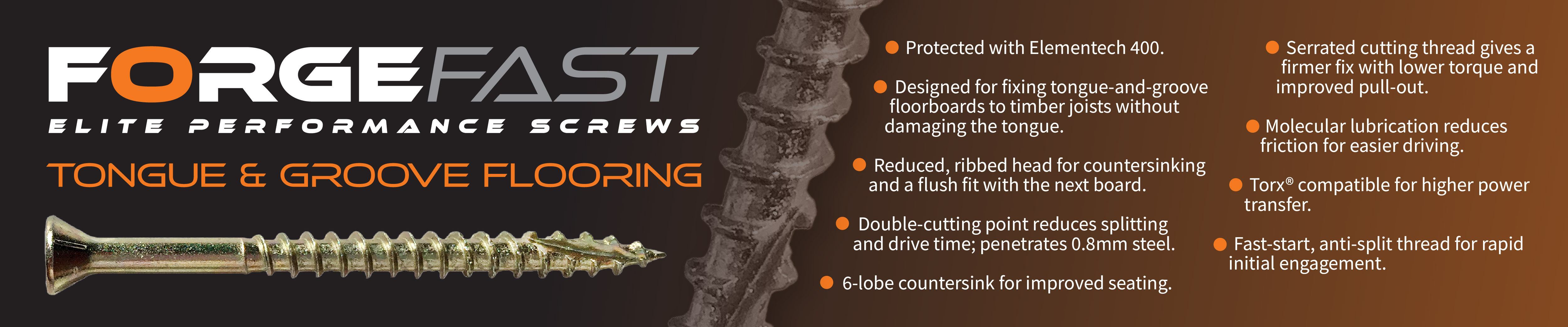 ForgeFast Tongue & Groove Flooring Screws Banner