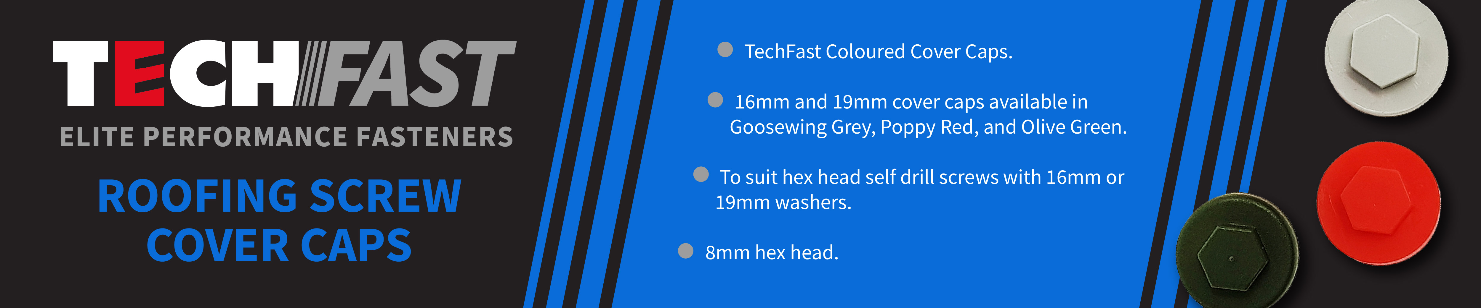 TechFast Roofing Screw Cover Caps
