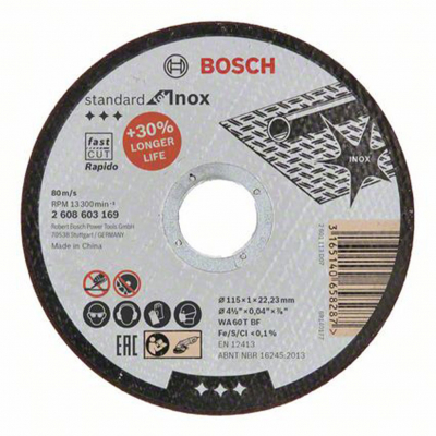 Bosch Inox CuttingDis 115x1x22 Bosch 2608603169 each