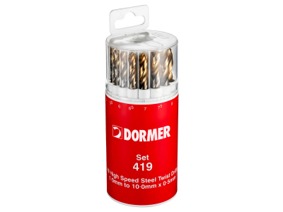 Dormer Drill Set 19pc DIN338 Plastic Disp Bright/TiN Per 1