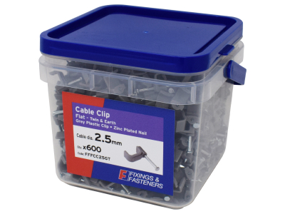 Flat Cable Clip          2.5mm Tub 600                   Grey