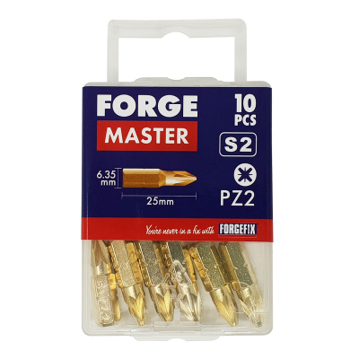 ForgeMaster Pozi Compat. Bit 10 Pieces           PZ1 x 25mm