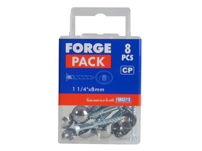 ForgePack Mirror Screw ZP 8 per pack    Chrome  1 1/2"x8